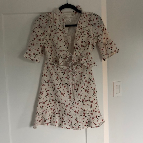 Floral White Dress with Front-Tie - Brand New - Picture 1 of 4